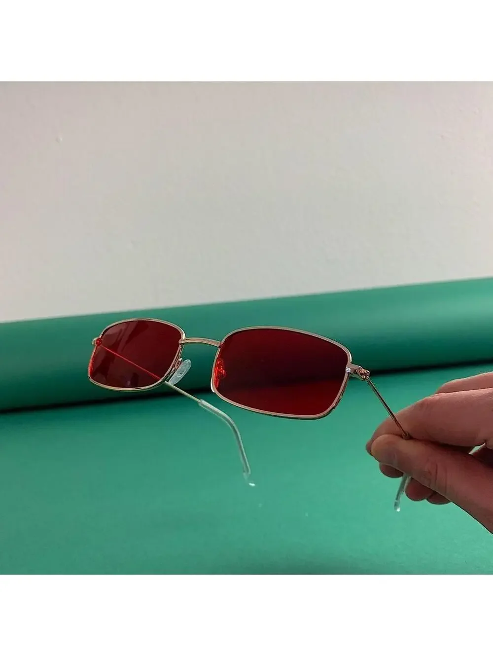 Y2k 90s 2000s vintage unique slim style gold trim sunglasses. Gold trim with